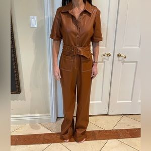 STAUD faux leather jumpsuit
